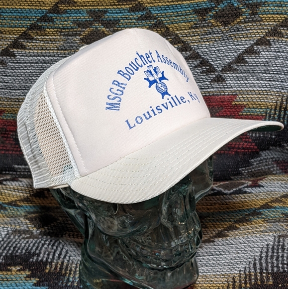 VTG Monsignor Bouchet Louisville White Trucker Snapback. Cleaned and reshaped. - Picture 2 of 4